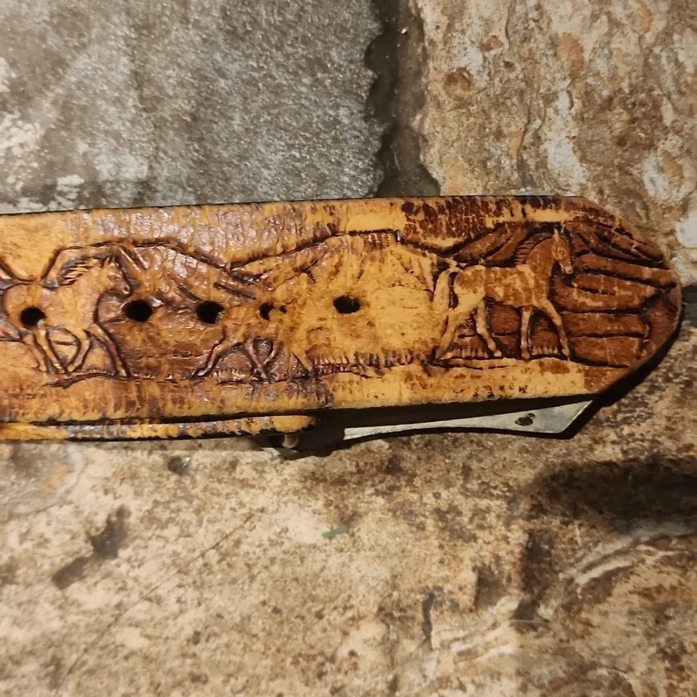 Vintage Leather Horse Belt